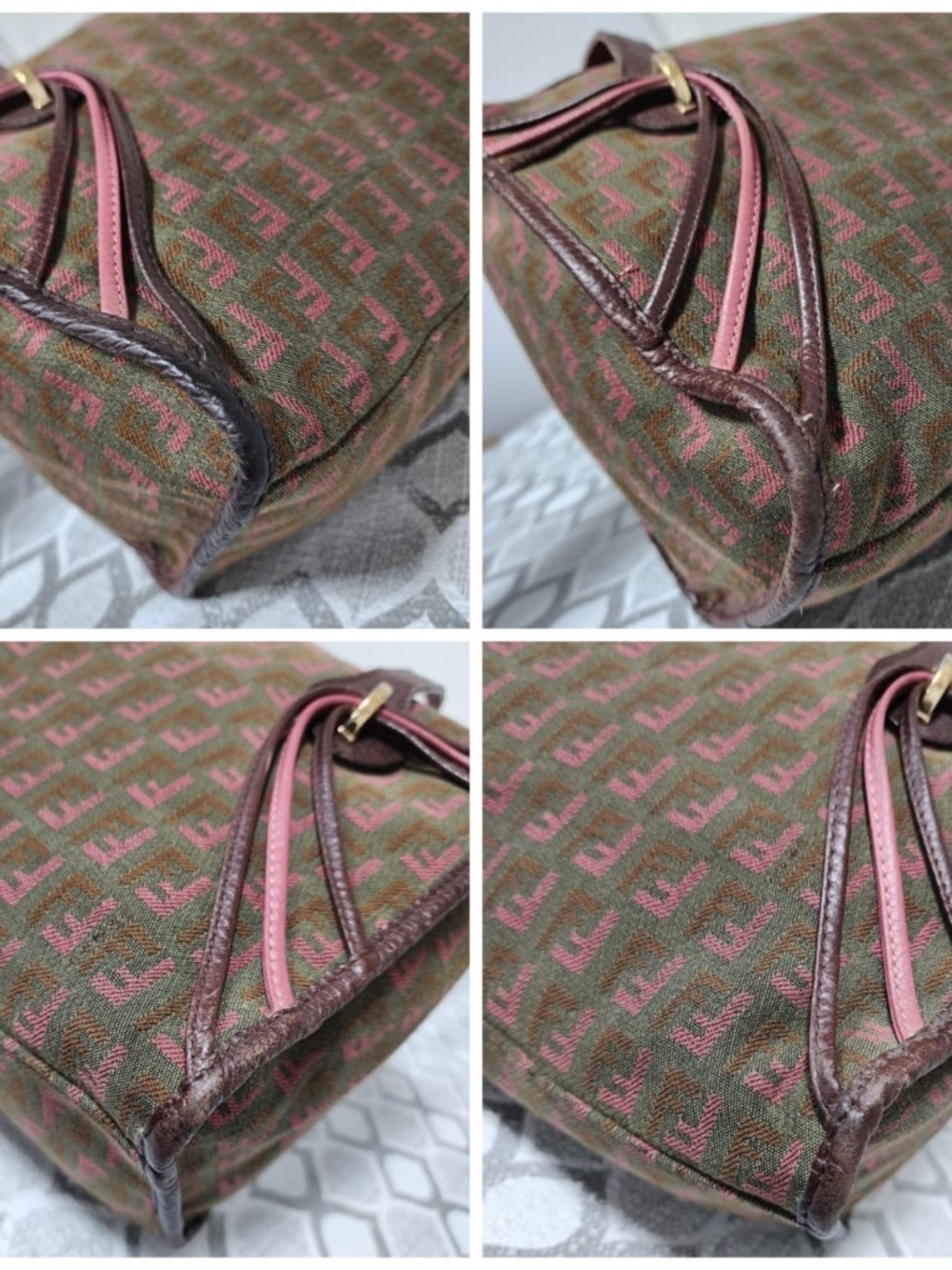 Authentic Fendi Zucchino Canvas and Leather Shoulder Bag Multicolor - Picture 12 of 14